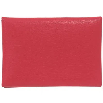 Pre-owned Hermes Red Color Chevre Leather Coin Purse/coin Case ()