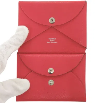 Pre-owned Hermes Red Color Chevre Leather Coin Purse/coin Case ()