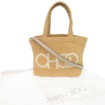 Pre-owned Jimmy Choo Beige Raffia Handbag Shoulder Bag ()