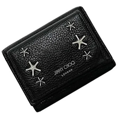 Pre-owned Jimmy Choo Black Leather Wallet (tri-fold) ()