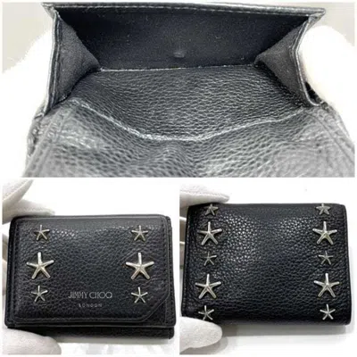 Pre-owned Jimmy Choo Black Leather Wallet (tri-fold) ()