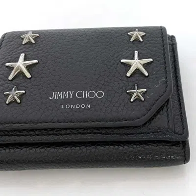 Pre-owned Jimmy Choo Black Leather Wallet (tri-fold) ()