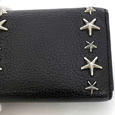Pre-owned Jimmy Choo Black Leather Wallet (tri-fold) ()
