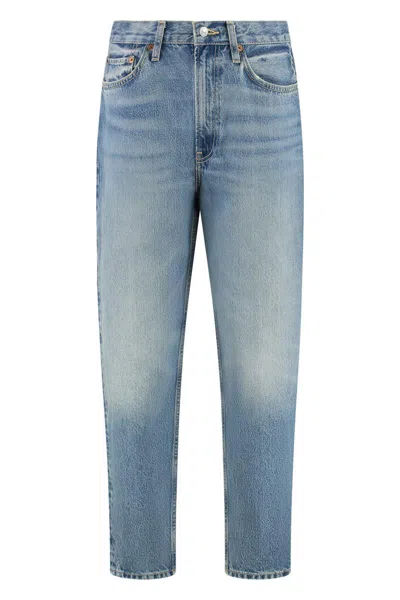 Re/done Organic Cotton Faded Wash Boyfriend Jeans In Blue