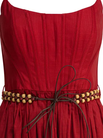 Zimmermann Rhiannon Cotton Corset Midi Dress In Brown