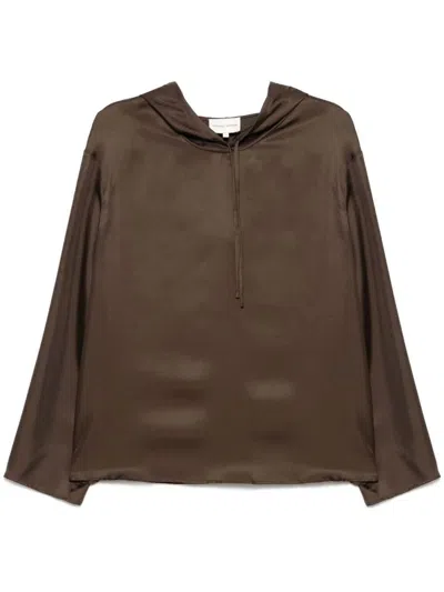 Loulou Studio Nuka Hooded Blouse Clothing In Brown