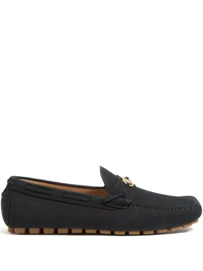 Valentino Garavani Driver Fastaway Loafer In Deerskin Suede In Black
