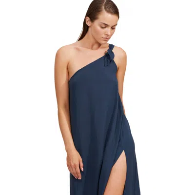 Luma Gottex One Shoulder Sarong Style Maxi Dress Coverup
