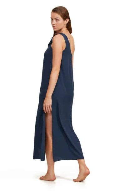 Luma Gottex One Shoulder Sarong Style Maxi Dress Coverup