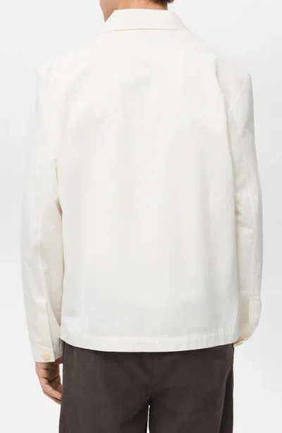 Mango Cotton & Linen Button-up Overshirt In White