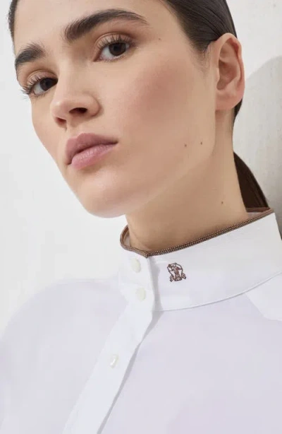 Brunello Cucinelli Stretch Poplin Shirt With Monili