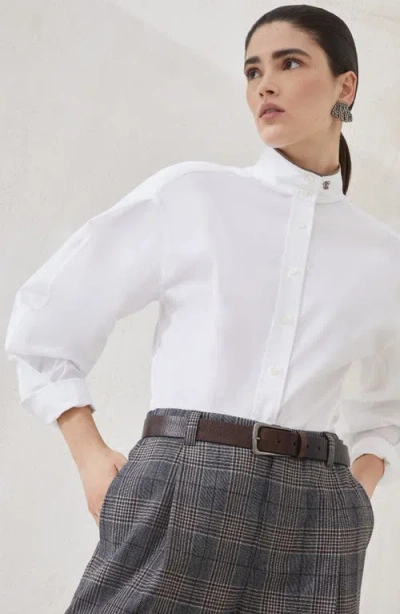 Brunello Cucinelli Stretch Poplin Shirt With Monili