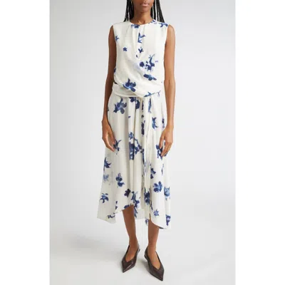 Altuzarra Penny Floral Print Silk High-low Maxi Dress In White