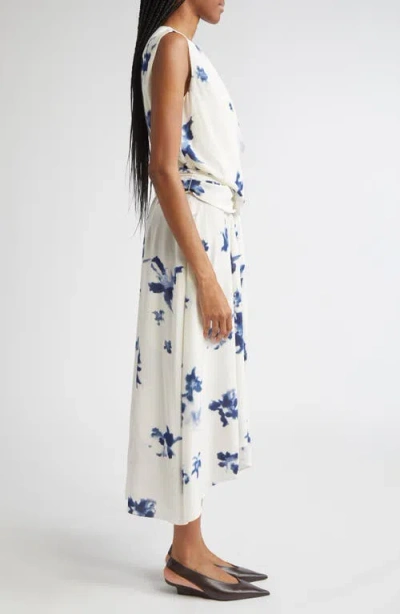 Altuzarra Penny Floral Print Silk High-low Maxi Dress In White