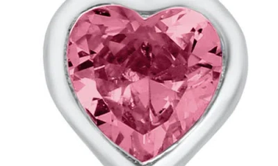 Mignonette Kids' Cubic Zirconia Heart Stud Earrings