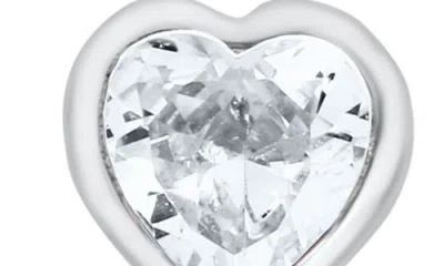 Mignonette Kids' Cubic Zirconia Heart Stud Earrings