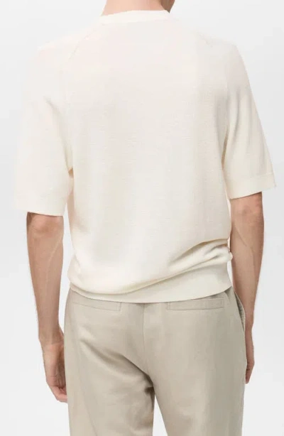 Mango Short Sleeve Cotton Crewneck Sweater In White