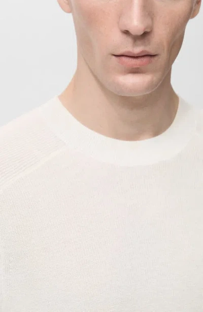 Mango Short Sleeve Cotton Crewneck Sweater In White