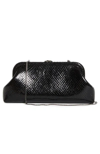 Jimmy Choo Skylar Snakeskin Embossed Leather Clutch
