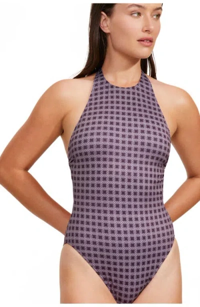 Luma Gottex Retro Touch High Neck Halter One Piece
