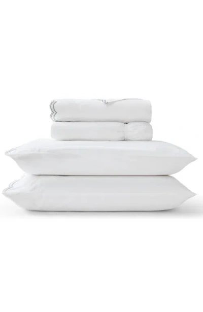 Christy Scallop Edge Luxury Cotton Sateen Sheet Set Bundles In White