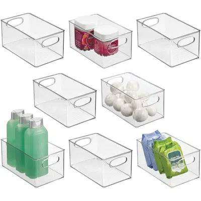 Mdesign Plastic Storage Organizer Wide Container Bin With Handles For Bathroom, Home Organization In Transparent