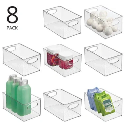 Mdesign Plastic Storage Organizer Wide Container Bin With Handles For Bathroom, Home Organization In Transparent