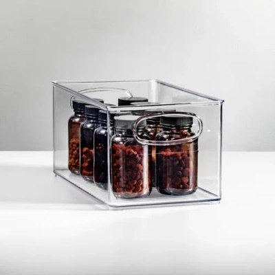 Mdesign Plastic Storage Organizer Wide Container Bin With Handles For Bathroom, Home Organization In Transparent