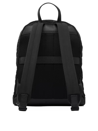 Ferragamo Durable Black Backpack With Leather Accents In Black