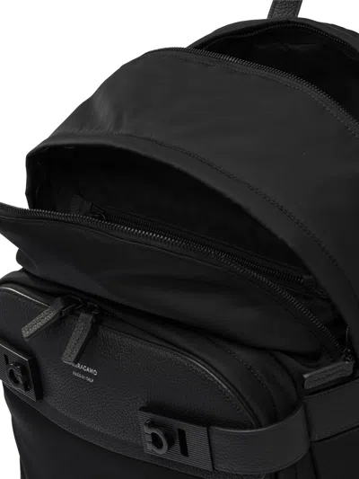 Ferragamo Durable Black Backpack With Leather Accents In Black