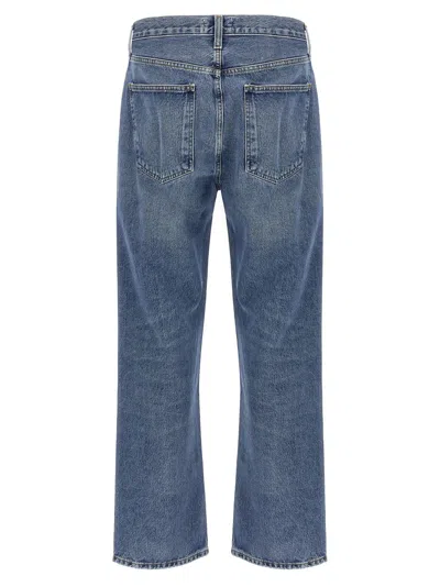 Agolde Relaxed Fit Faded Denim Trousers With Pockets In Blue