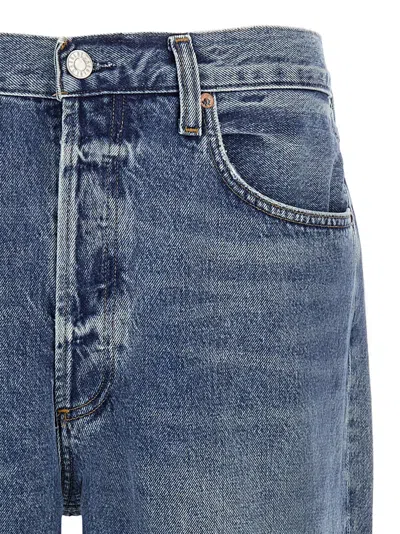 Agolde Relaxed Fit Faded Denim Trousers With Pockets In Blue