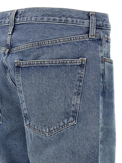 Agolde Relaxed Fit Faded Denim Trousers With Pockets In Blue