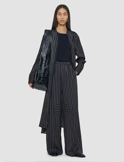 Joseph Hulin Geometric Print Silk Trousers In Black