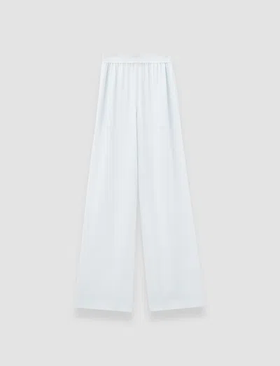 Joseph Womens Oxford Blue Hulin Wide-leg Mid-rise Silk-crepe Trousers In White
