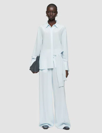 Joseph Womens Oxford Blue Bold Relaxed-fit Silk-crepe Blouse In White