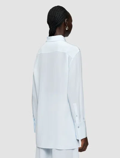 Joseph Womens Oxford Blue Bold Relaxed-fit Silk-crepe Blouse In White
