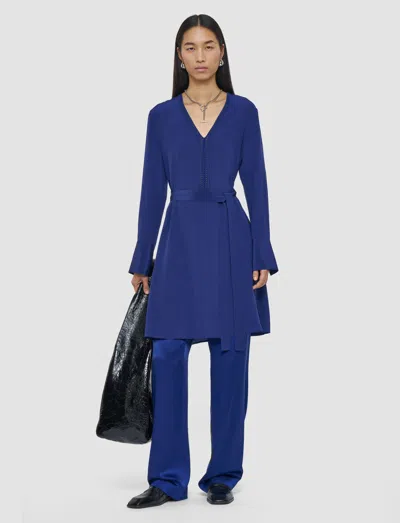 Joseph Womens Cobalt Siam Knitted-trim Silk-crepe Mini Dress