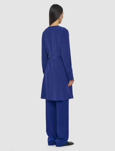 Joseph Womens Cobalt Siam Knitted-trim Silk-crepe Mini Dress