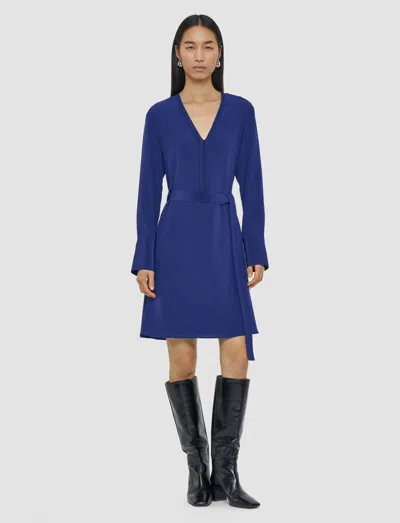 Joseph Womens Cobalt Siam Knitted-trim Silk-crepe Mini Dress