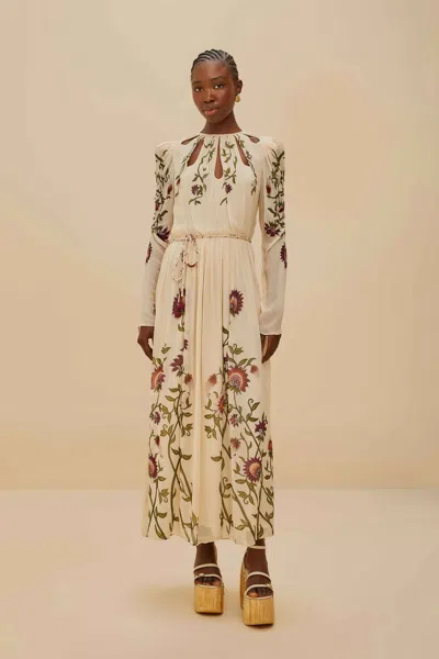 Farm Rio Active Multicolor Romantic Nature Long Sleeve Maxi Dress