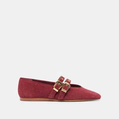 Dolce Vita Baylee Grommet Ballet Flats Oxblood Perforated Suede