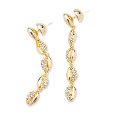Classicharms Women's Lucia Gold Cascade Pavé Crystals Shell Drop Earrings In Gold