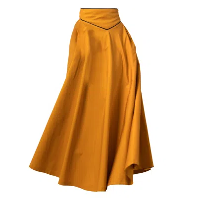Nikka Place Women's Yellow / Orange Maxi A-line Cotton Skirt With High Waist And Pockets In Deep Yellow