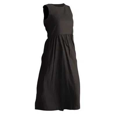 Nikka Place Maternity Linen Midi Black Dress With Pockets For Summer