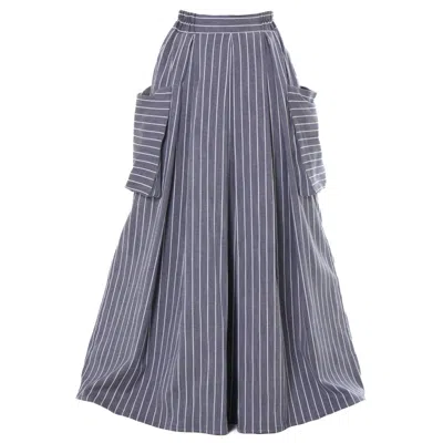 Metamorphoza Women's Maxi Striped Denim Skirt In Dark Blue