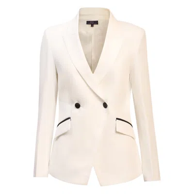 Point Of View Label Women's Champion Colorblock Double Breasted Jacket - White