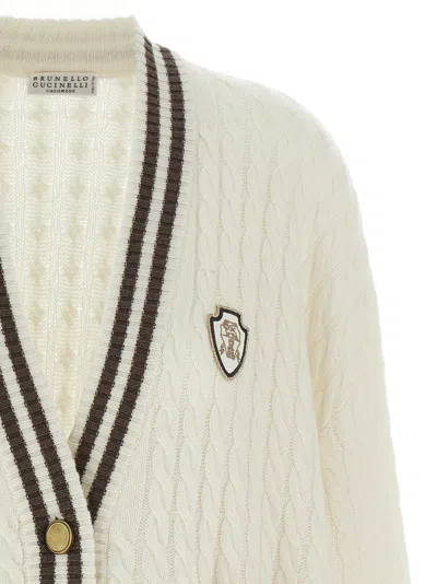 Brunello Cucinelli Braided Cardigan Sweaters And Cardigans White