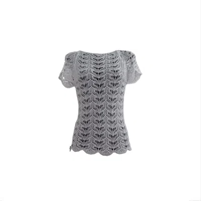 Süel Knitwear Women's Short-sleeved Twin-lace Sweater White