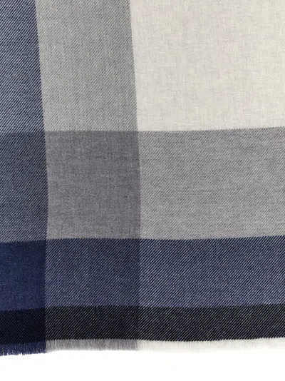 Brunello Cucinelli Check Print Wool And Cashmere Blend Scarf In Multi